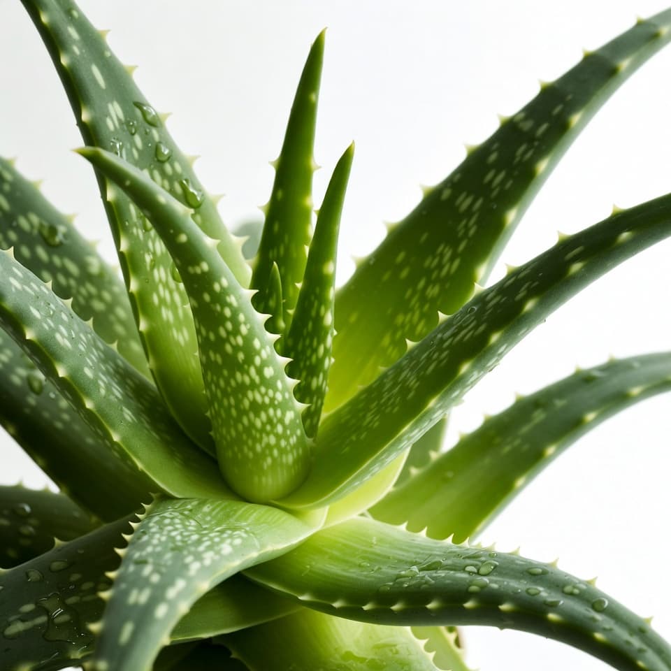 Aloe vera plant with thick green succulent leaves in natural light