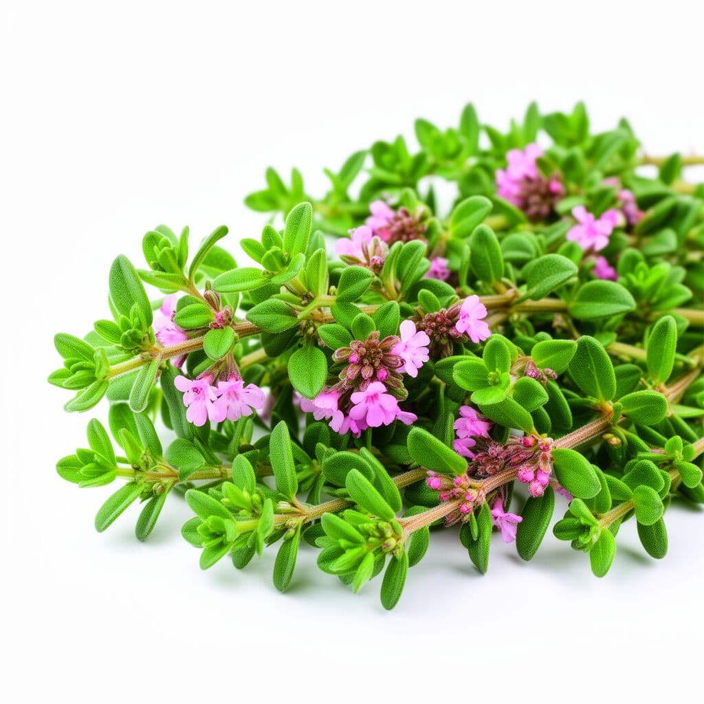 Lemon thyme with tiny oval leaves and a woody stem