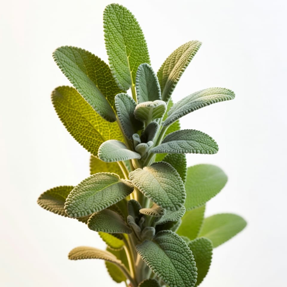 Sage plant with soft gray-green textured leaves
