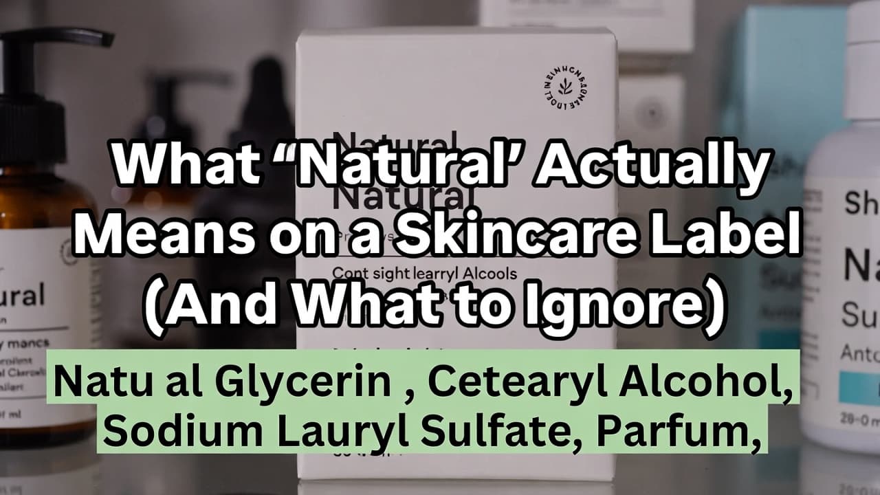 Skincare label close-up illustrating what 'natural' claims really mean