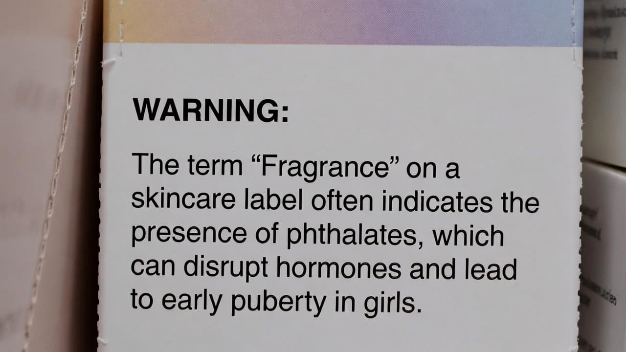 Skincare product ingredient label showing the word Fragrance