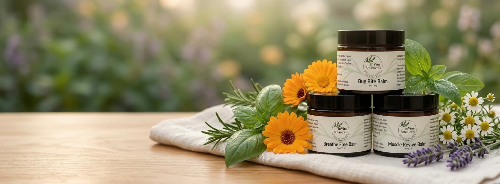 InVine Botanicals trio of handcrafted herbal balms