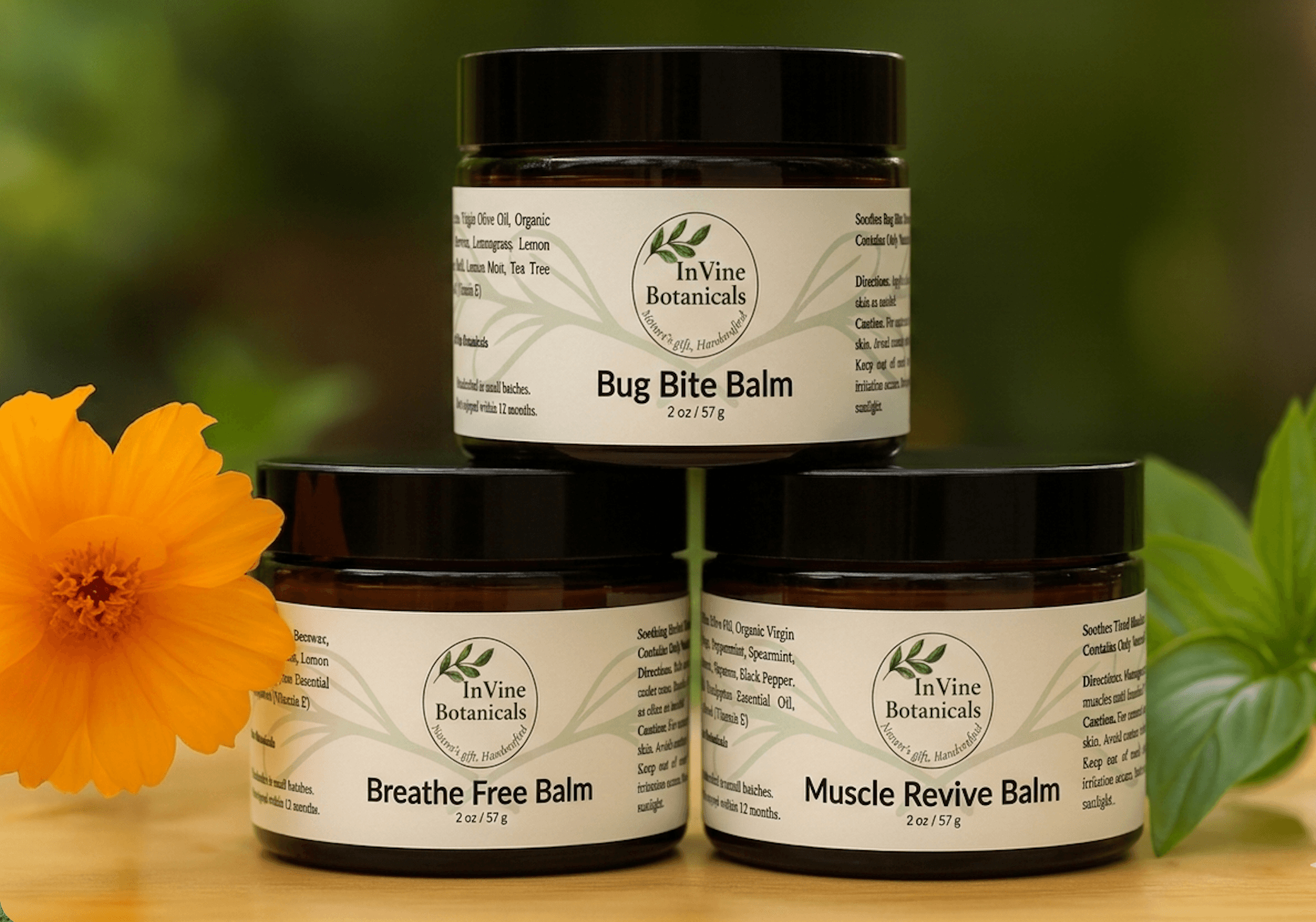 Bug Bite, Breathe Free and Muscle Revive balms