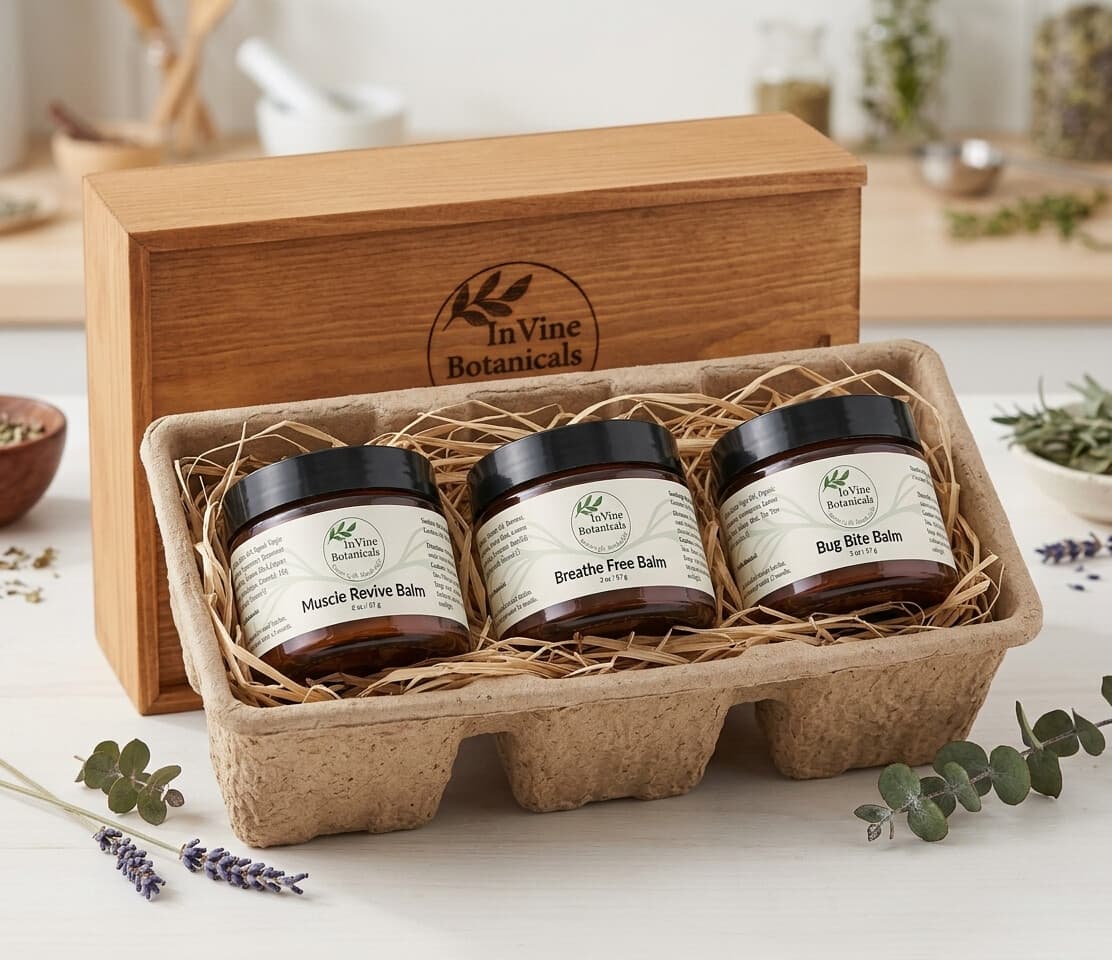 InVine Botanicals Premium Gift Set — three whole-herb balms handcrafted in Florida