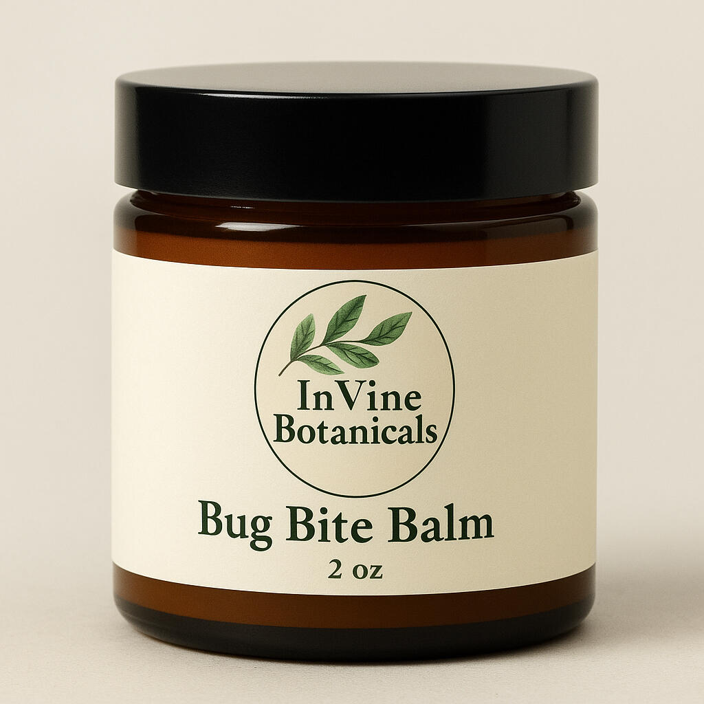 InVine Bug Bite Balm in 2 oz amber jar for natural bug bite relief InVine Bug Bite Balm in 2 oz amber jar for natural bug bite relief